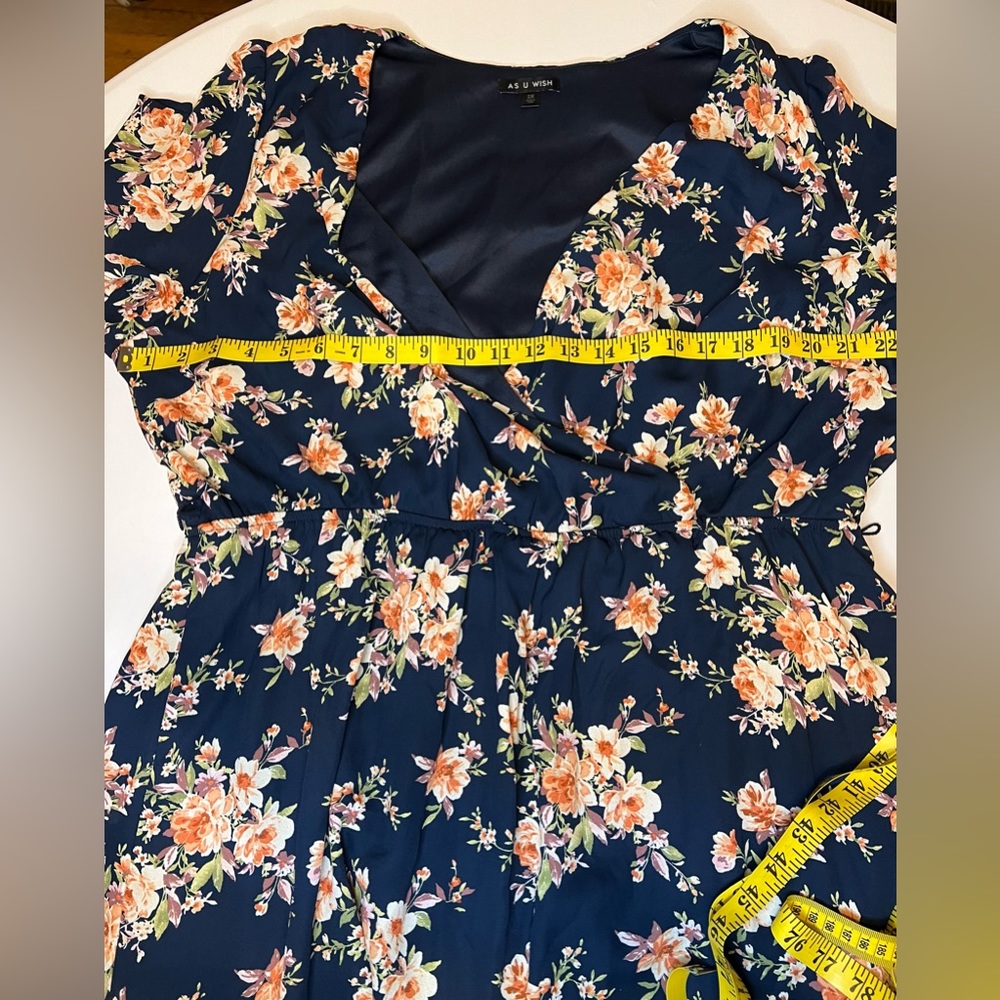 As U Wish Floral Dress Dark Navy Size 2X - Picture 9 of 12